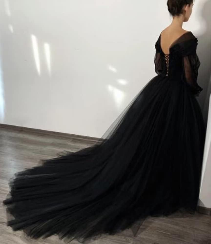 willfully オケージョンドレス Black NALAWEKER Black Wedding Dresses for Bride Puffy Long Sleeve